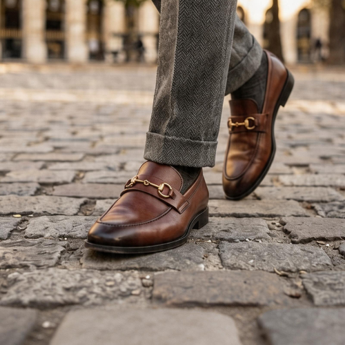DSFC-002 | Deevok Men’s Brown Leather Horsebit Loafers