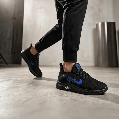 DSBA-009 | Deevok Men’s Black & Blue Accent Athletic Sneakers