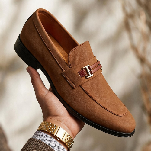 DSF-003 | Deevok Men’s Tan Leather Horsebit Loafers