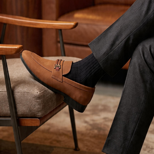 DSF-003 | Deevok Men’s Tan Leather Horsebit Loafers