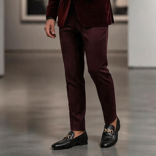 DSF-004 | Deevok Men’s Burgundy Velvet Formal 2-Piece Suit
